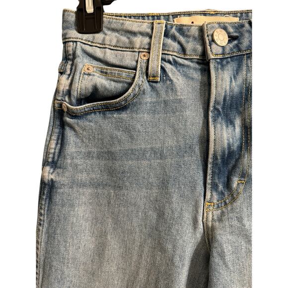 Amo High Rise Kick Crop Jeans Sz 25 Topanga Wash Chic Trendy Light Wash Flare - Picture 4 of 9